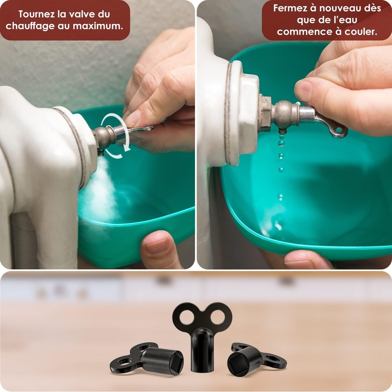 3X WEIDEBACH® Radiator Key Black, for All radiators Radiator Bleeding