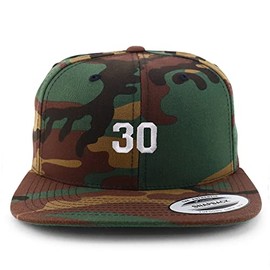 Trendy Apparel Shop Small Number 30 Embroidered Flatbill Snapback - Camo