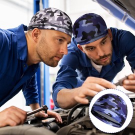 10 Pcs Men Cooling Skull Caps Helmet Liner Sweat Cap Wicking Beanie Welding Caps Do Rags Head Wrap for Women Teens (Camouflage and Solid Color Style)