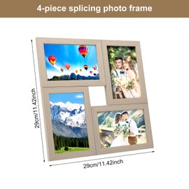 HENGBIRD Collage Picture Frame, Wooden Collage, Photo Collage, Photo Frame for Multiple Photos, Picture Frame, Wall Collage with Glass Panel and Back Wall 10 x 15 cm (Oak, 4 Photos)