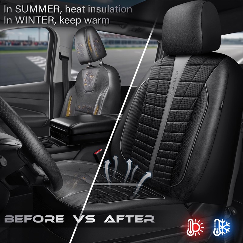 CAR PASS Leather Car Seat Cover Front Seats,3D Air Mesh