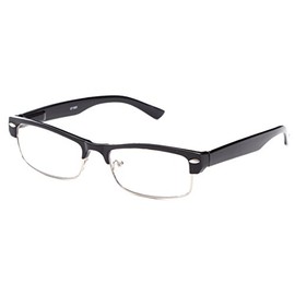IG Unisex Half Frame Stylish Designer Inspired High Fashion Spring Temple Clear Lens Glasses in Black
