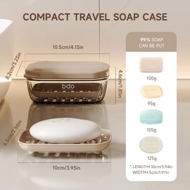 Topavatop Travel Soap Case, Leakproof Soap Box with Lid, Bar Soap Holder for Traveling, Portable Soap Box with Drainage Layer, Draining Soap Dishes for Gym, School, Camping, Trip - Beige