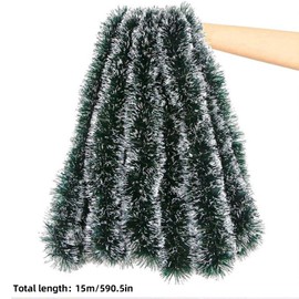 50 FT/15M Long Dark White Artificial Christmas Tinsel Garland Decorations DIY for Xmas Tree,Fireplace Mantel,Stairs Railing Outdoor Indoor Holiday Decor