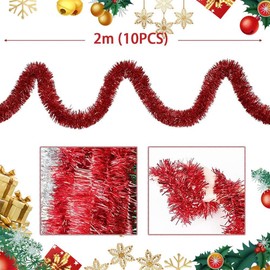 RURIZHONGTIAN 20 m Christmas Tree Tinsel, Tinsel Garland Red, Tinsel Tree Decoration, Tinsel Garland Christmas Tree, Tinsel Garland Christmas, for Party Hanging Ceiling Decorations