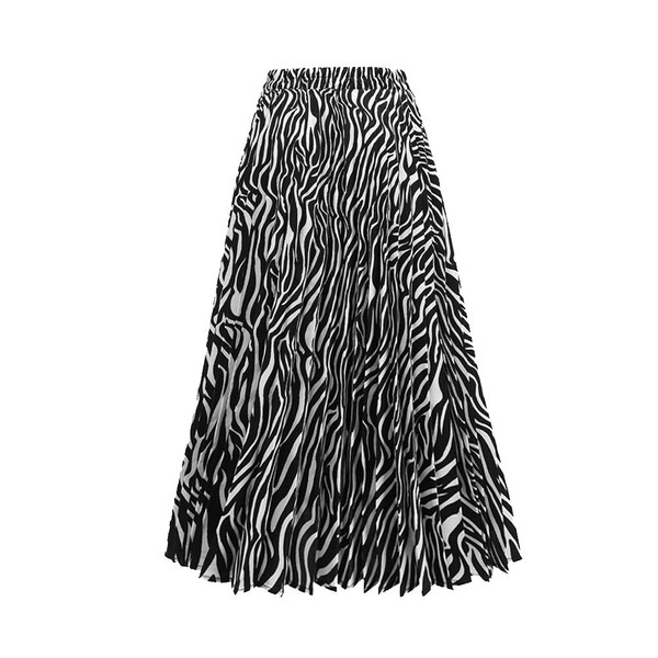 TONCHENGSD Women's Retro Midi High Waist Pleated Skirt Leopard Print