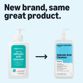 Amazon Basics Limpiador facial - Ácido salicílico renovador con ceramidas y vitamina D, 8 onzas líquidas, 1 paquete