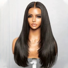 Factory 26 Inch Bone Straight HD Lace Frontal Wig 13x4 100% Human Hair Pre Plucked with 200% Density for Women Vietnamese Wigsstyle: Straight, color: Natural, stretched length: 20 Inches, Lace Size: 13x4