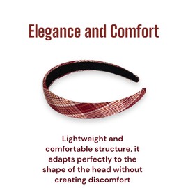 Scottish Tartan Checked Headband for Girls Tartan Hair Band for Kids Christmas Headband for Girls (for Girls from 3 Years) (Burgundy, White and Orange, 1 Piece (1 Pack))