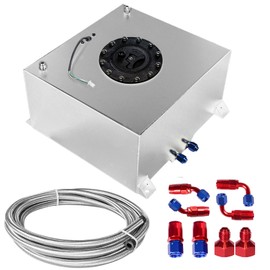 GSTP 10 Gallon 40L Fuel Cell Polished with Cap/Level Sender/12FT Oil Feed Line Silver