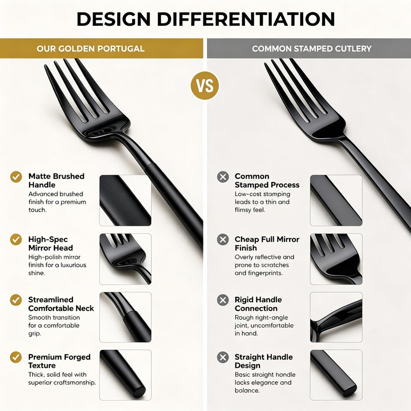 Culterman Modern Black silverware Set,Premium 18/10 Stainless Steel,Heavy duty,Sturdy,Sharp Practical