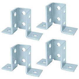 heneng 4 Pcs 8 Hole Wing Shaped Fitting for 1-5/8" Strut Channel, 90 Degree Connector Bracket, 3/16" Thick