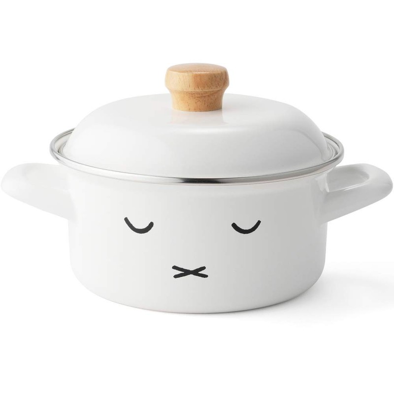 Fuji Horo Miffy Face IH Compatible Casserole Two-Handle Pot, White,