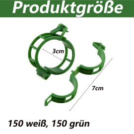 ClcIosis Pack of 300 Plant Clips for Climbing Plants (150 Green, 150 White) Plant Clips Small Plant Clips Stable Hold for Trellis Plants such as Cucumbers Peppers Flowers