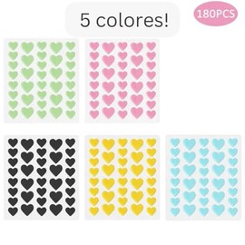 180 parches de Corazones en 5 colores. 180 Parches para acné. Parches hidrocoloides absorbentes para tratar la erupción de acné y espinillas para el c