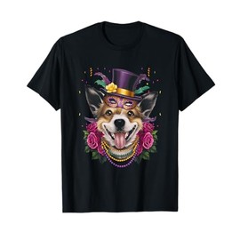 Mardi Gras Dog With Mask Farm Animal Dog Lover Festival T-Shirt