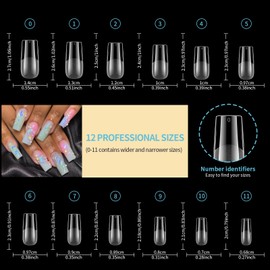 Venares 500 Pcs Short Square Nail Tips for Gel Extensions, 12 Size Press on Nails Short, Full Cover Natural False Nail Tips for Acylic Extensions, False Nails Short For Nail Salons