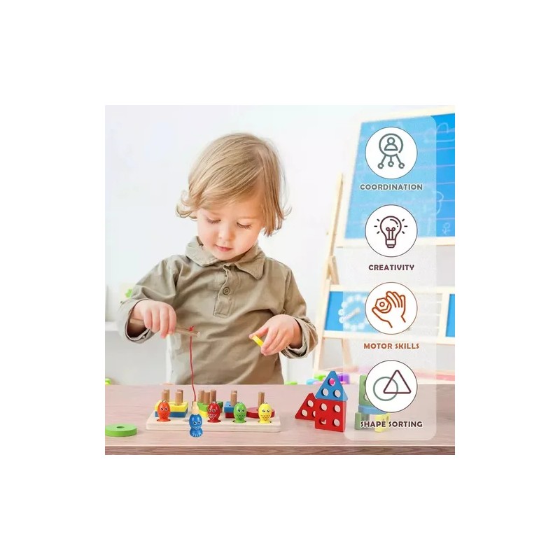 Torre Estimulacion Didactica Destreza Madera Montessori Bebe Primarios