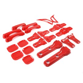 JeCar Exterior Trim Kits Door & Hood Hinge Covers Door Handle Side Vent Tailgate Hinge Trim Covers Exterior Accessories Compatible with Jeep Wrangler JL JLU 2018-2023 2/4 Doors, Red