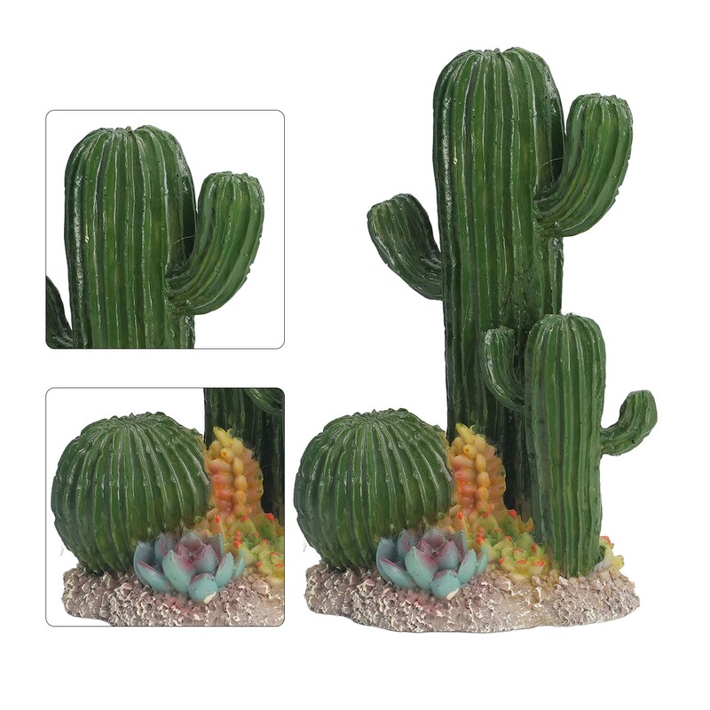 Simulation Resin Cactus Ornament Stable Aquarium Cactus Decoration with Succulents