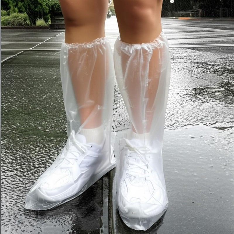 [Mokasali] 使い捨て 靴カバー レインシューズカバー 12枚/6足入 靴カバー ロング 防水 極厚 携帯便利