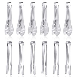 12 Pack Premium Small Serving Tongs, Dmoera Mini Stainless Steel Appetizer Tongs, 5Inch,5.2Inch(12.7cm)