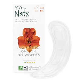 Eco by Naty panty liners - normal, 32 panty liners. Vegetable, vegan and 0% plastic on the skin