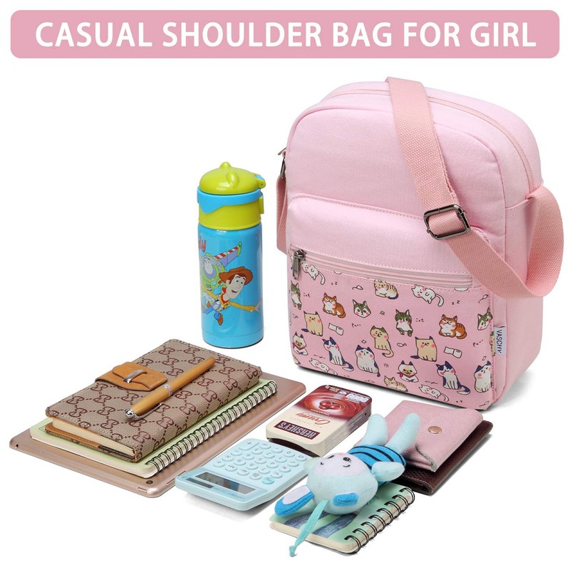 VASCHY Crossbody Bags Purse for Girls, Cute Canvas Small Messenger