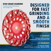 7" High Performance Diamond Grinding Wheels for Aggressive Concrete, Paint,
