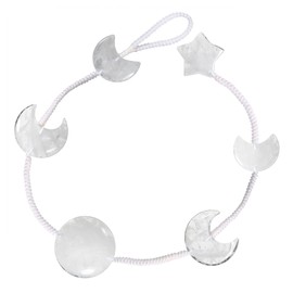 SUNYIK Natural Moon & Star Crystal Stone Hanging Decoration, Crescent Moon Star Car Window Wall Fengshui Ornament for Home Office Decoration, Rock Quartz Crystal