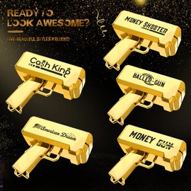 Money Gun Shooter – RUVINCE Gold Money Gun for Movies that Look Real, Prop Gun Make it Rain, Handheld Cash Gun for Game Movies Party