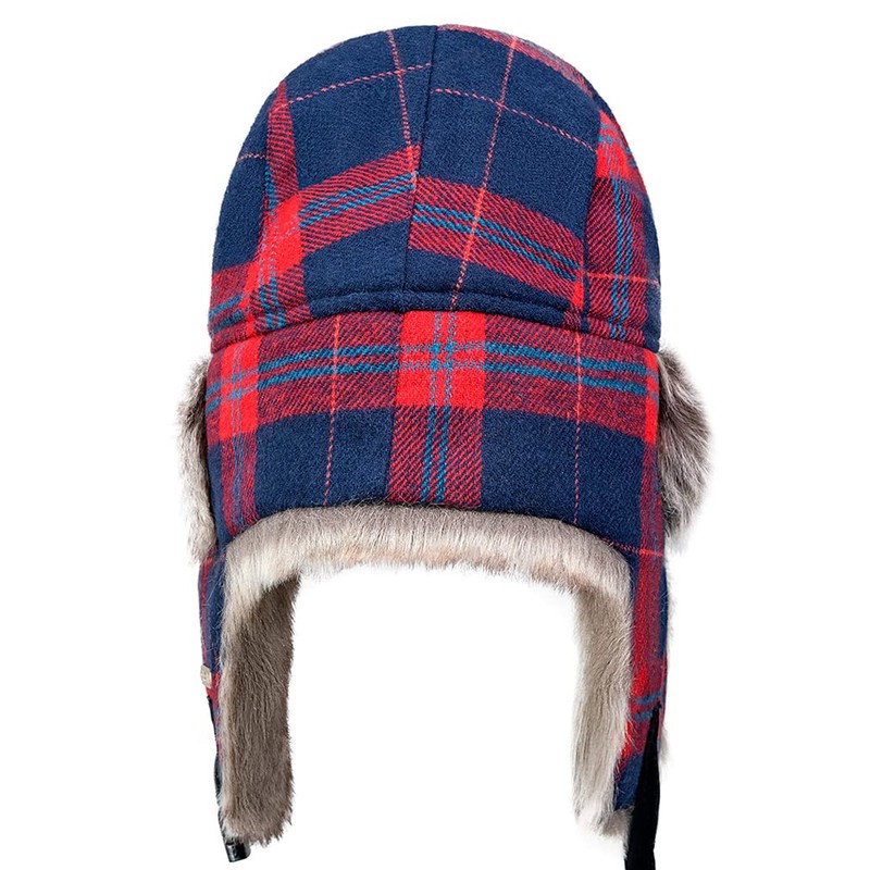 Winter Trapper Hat,Warm Faux Fur Aviator Hat(RedBlue,S/M)