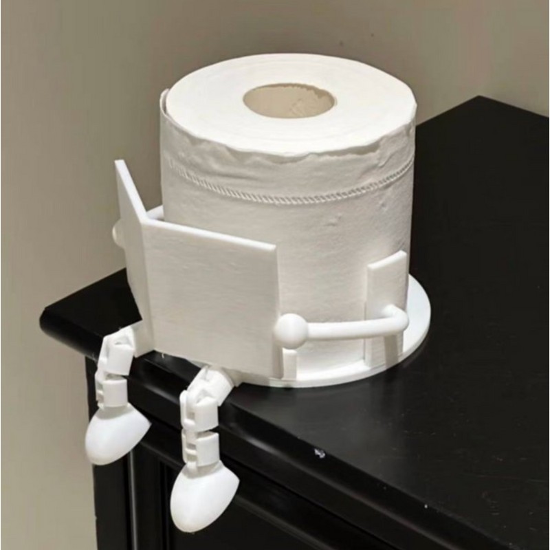 3D Printed Sitting Figure Toilet Paper Holder - Decorative No-Drill
