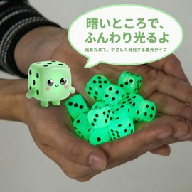 Lack Labo Glow in the Dark Dice, Set of 12, 0.6 inches (16 mm), Lightly Glowing Dice, Translucent, 6-Sided, Sogoroku, Table, Storage Bag Included