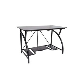 Origami Large Foldable Two-Shelf Desk, Sturdy Steel-Frame Laptop Computer Table, Black