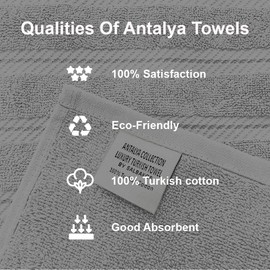 Classic Turkish Towels 12 Pieces Towel Set - Soft Premium Heavy Duty and Fast Drying Towels Made with 100% Turkish Cotton (White, 12 Piece Set)