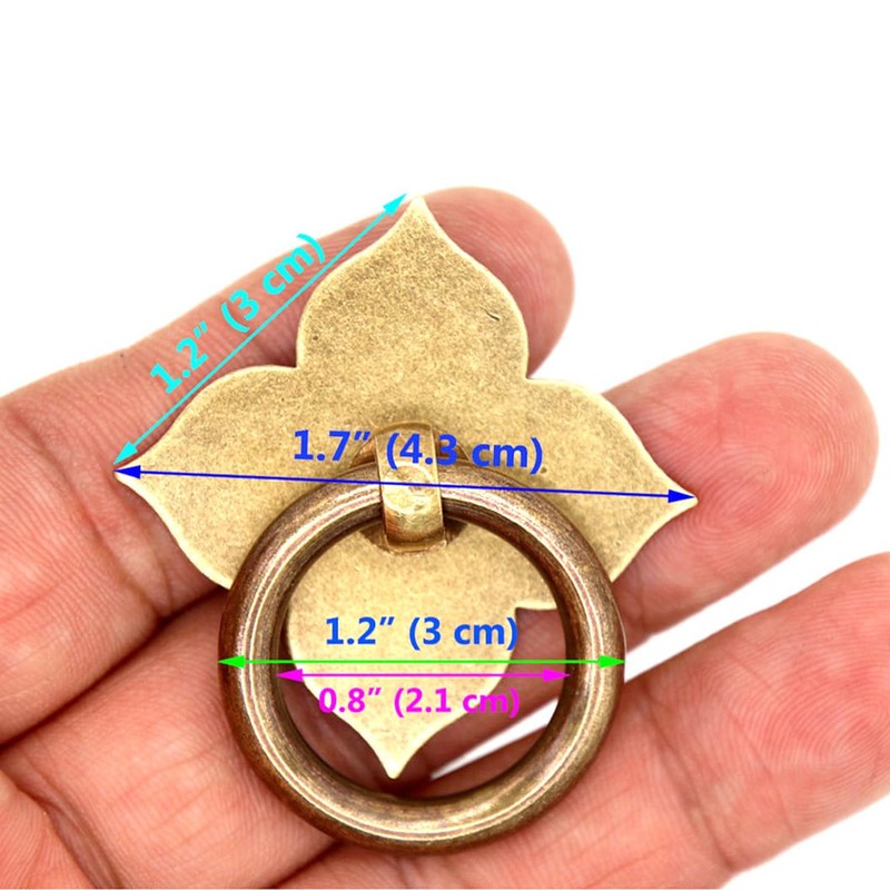 LXZ 6 PCs Vintage Antique Brass Ring Pulls with Four-Leaf