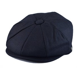 Gorro clásico de 8 paneles de mezcla de lana para hombre, marino, Medium