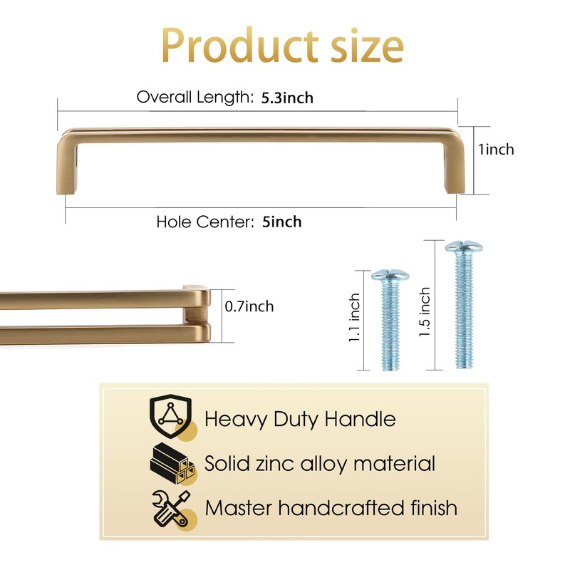 Vicycmc 5 Inch(128mm) Hole Center Champagne Bronze Zinc Alloy Solid