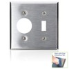 Leviton 2-Gang 1-Toggle 1-Single 1.406-Inch Diameter, Device Combination Wallplate, Device