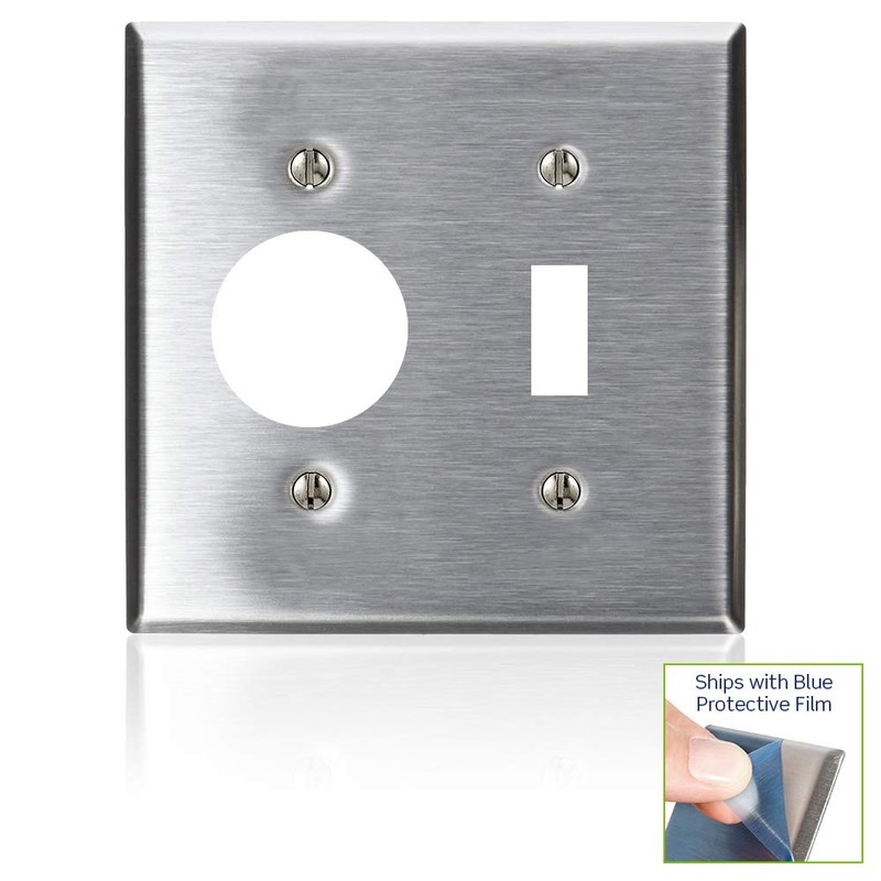 Leviton 2-Gang 1-Toggle 1-Single 1.406-Inch Diameter, Device Combination Wallplate, Device