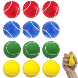 WORUIB 12 Pack Foam Tennis Balls, Soft Balls for Kids, Beginners Training, Pets Play, 4cm PU Sponge in 4 Colors (Yellow, Green, Blue, Red)