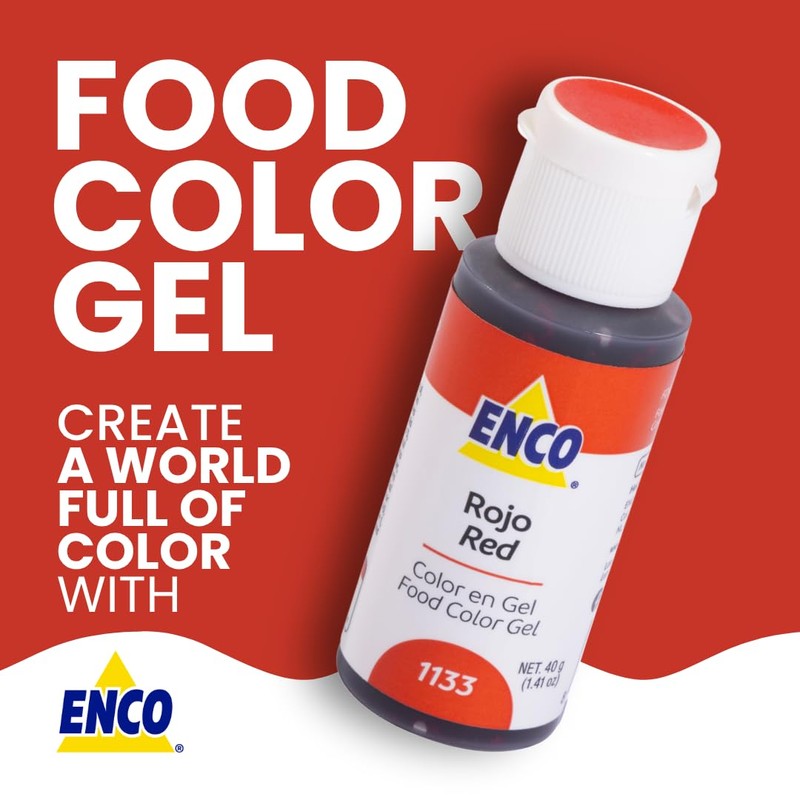 ENCO Food Coloring Gel Red 1.41 oz (40g) Concentrated, Vegan