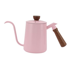 600ml Gooseneck Coffee Kettle 304 Stainless Steel Long Spout Kettle Wood Handle Pour Over Coffee Teapot Pink