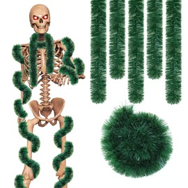 VioraWhite 6 Pcs 12 ft Skeleton Accessories Total 158 Inches Metallic Garlands Skeleton Costume Decor Skelly Accessories for Xmas Outdoor Decor Supplies(Green)