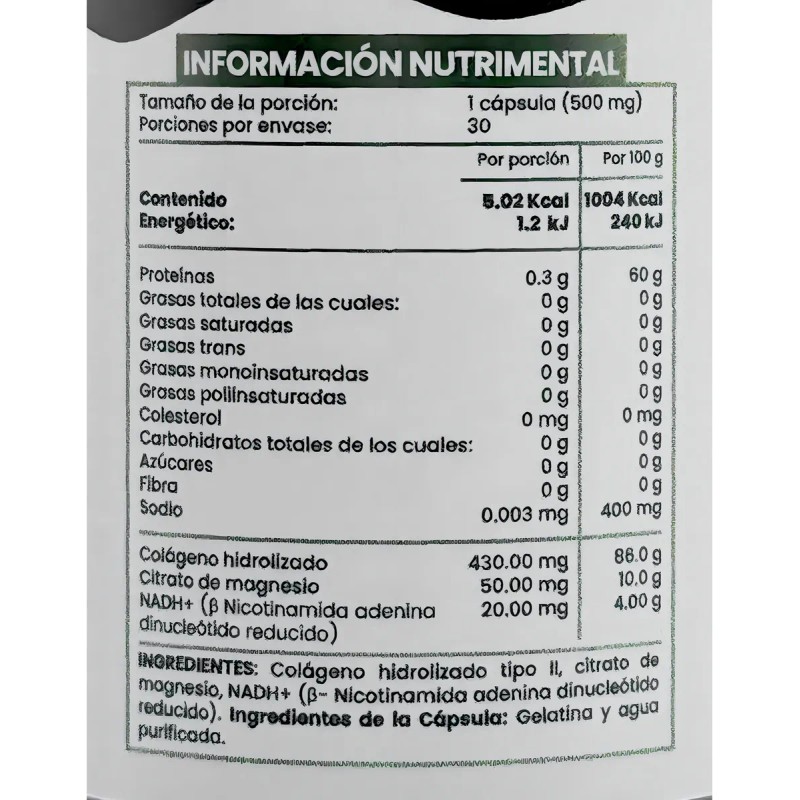 Nadh+ Nicotinamida Adenina Dinucleótido 30 Cápsulas Tibet