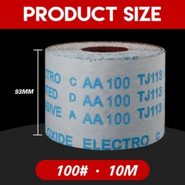 KONGMING Sandpaper Roll 93 mm x 10 m Grit 100 for Hand Sanders Hand Sanding Block