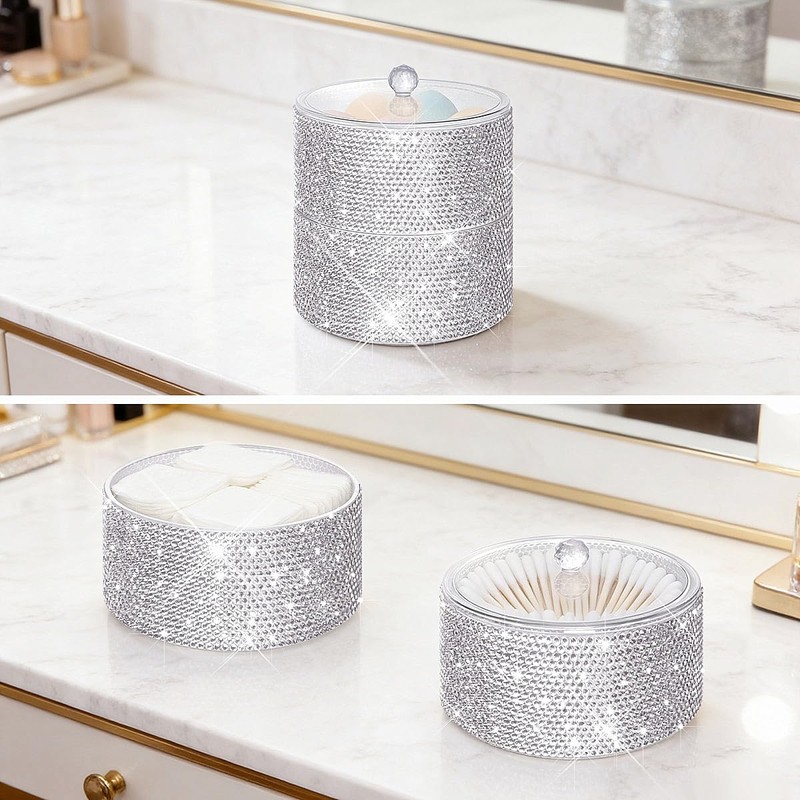 Svpolns Bling Round Dispenser Stackable Apothecary Jar with Clear Lid