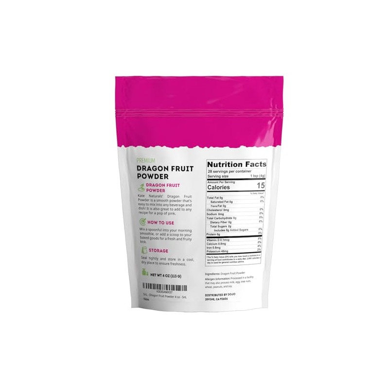 Polvo Fruta Dragón Hornear Beber Onzas Kate Naturals Vegano Gluten