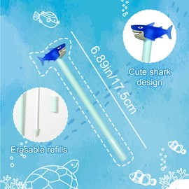 CAIJ Erasable Gel Pen Shark Thermal Sensitive Ink 0.7 mm Tip Diameter 15 cm Length Blue Ink Pack of 24